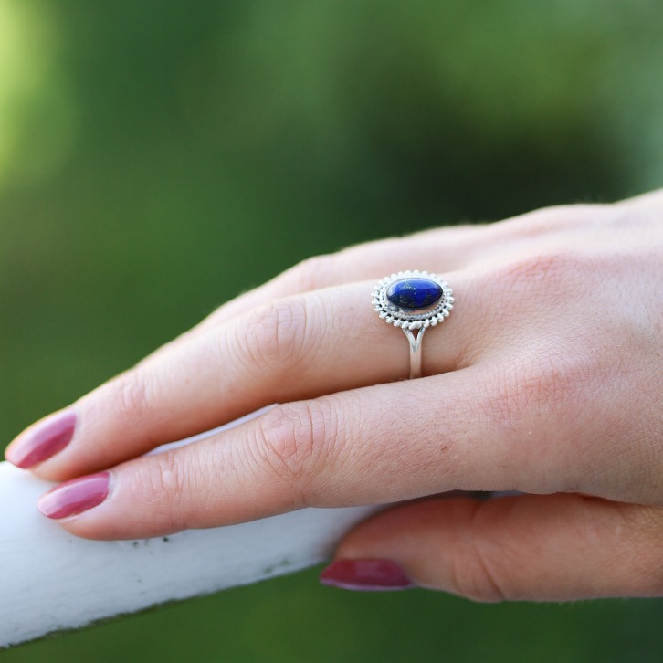 Bague pierres semi précieuses serpentine et lapis-lazuli - Bagues - BIJOUX  - Boutique Pérou