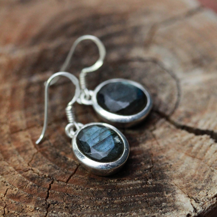 Boucles d'oreilles en argent et pierre labradorite