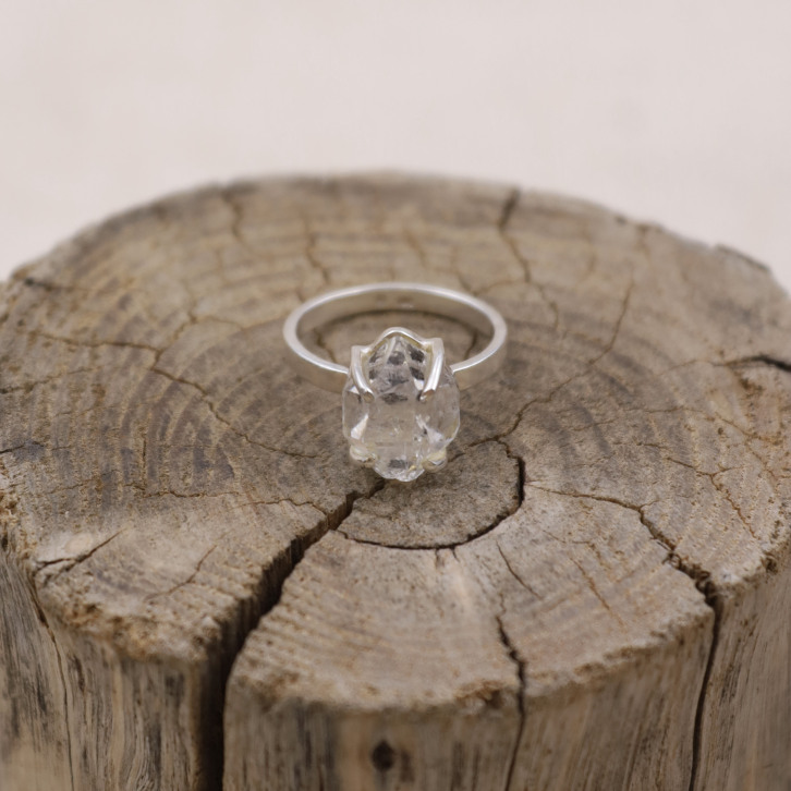 Bague en argent et diamant Herkimer