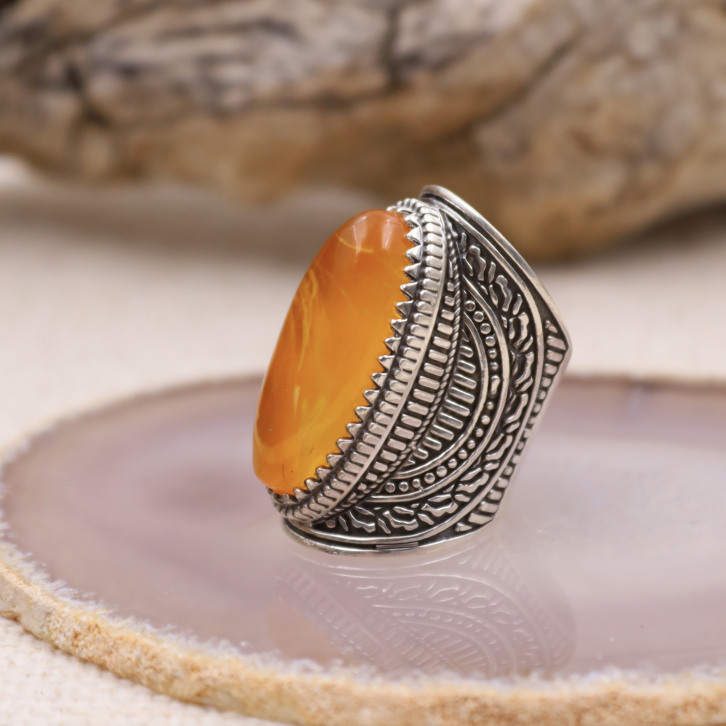 Bague argent outlet et ambre