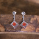 Boucles d'oreilles d'exception en argent avec cornaline, émail et marcassites