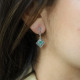 Boucles d'oreilles d'exception en argent avec agate verte, émail et marcassites