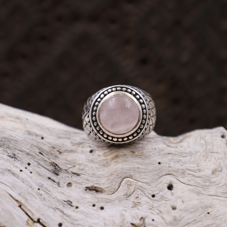 Bague en argent et quartz rose