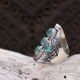 Bague en argent et agate verte