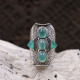 Bague en argent et agate verte