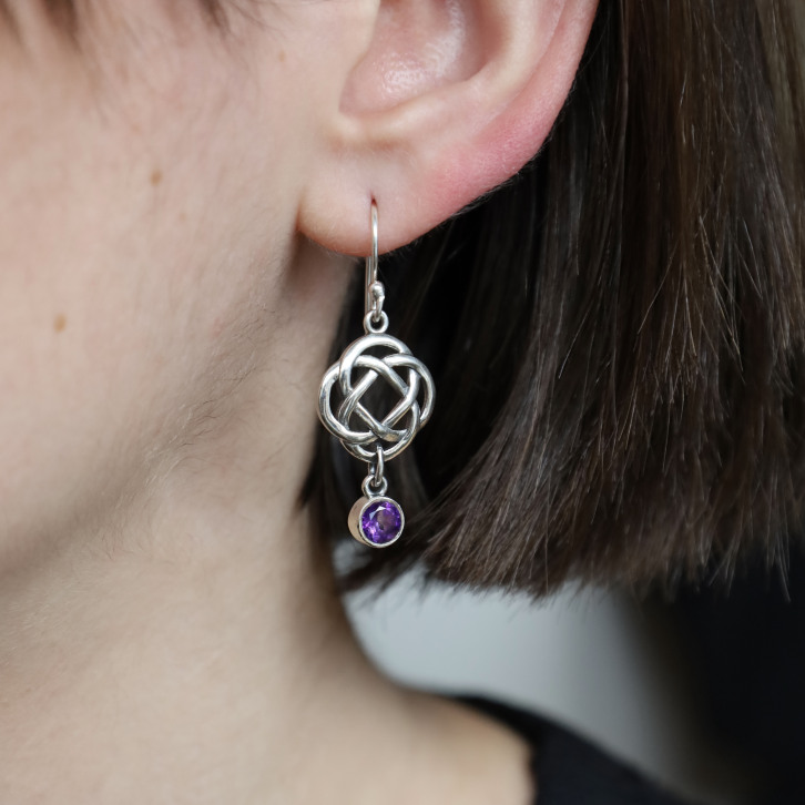 Boucles d'oreilles en argent et améthyste