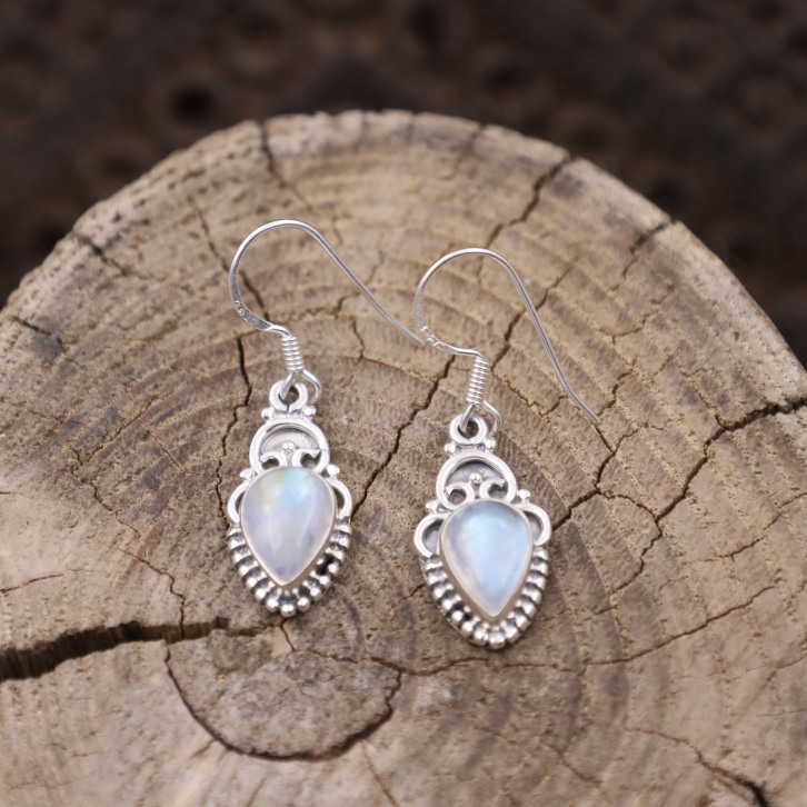 Boucles d'oreilles en argent et pierre de lune