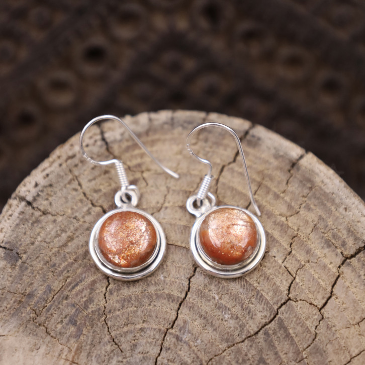 Boucles d'oreilles en argent et pierre de soleil