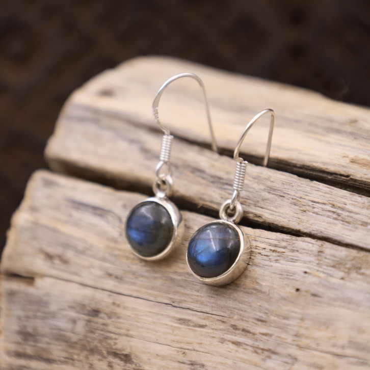 Boucles d'oreilles en argent et labradorite