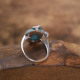 Bague d'exception en argent avec marcassites et amazonite - serpent