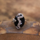 Bague d'exception en argent avec marcassites et onyx - serpent