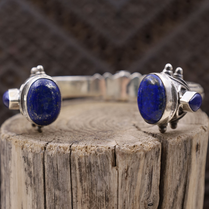 Bracelet rigide en argent et lapis lazuli