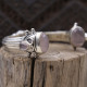 Bracelet rigide en argent et quartz rose