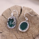 Boucles d'oreilles en argent et agate verte