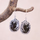 Boucles d'oreilles en argent et obsidienne dorée