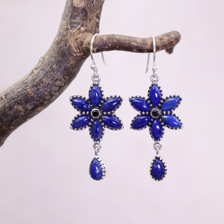 Boucles d'oreilles en argent et lapis lazuli