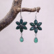 Boucles d'oreilles en argent et agate verte