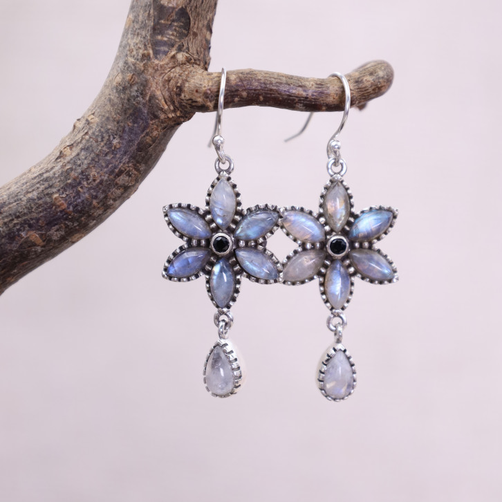 Boucles d'oreilles en argent et labradorite