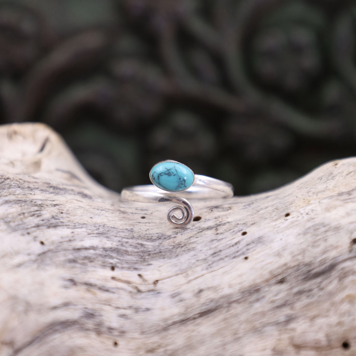 Bague de phalange en argent et turquoise