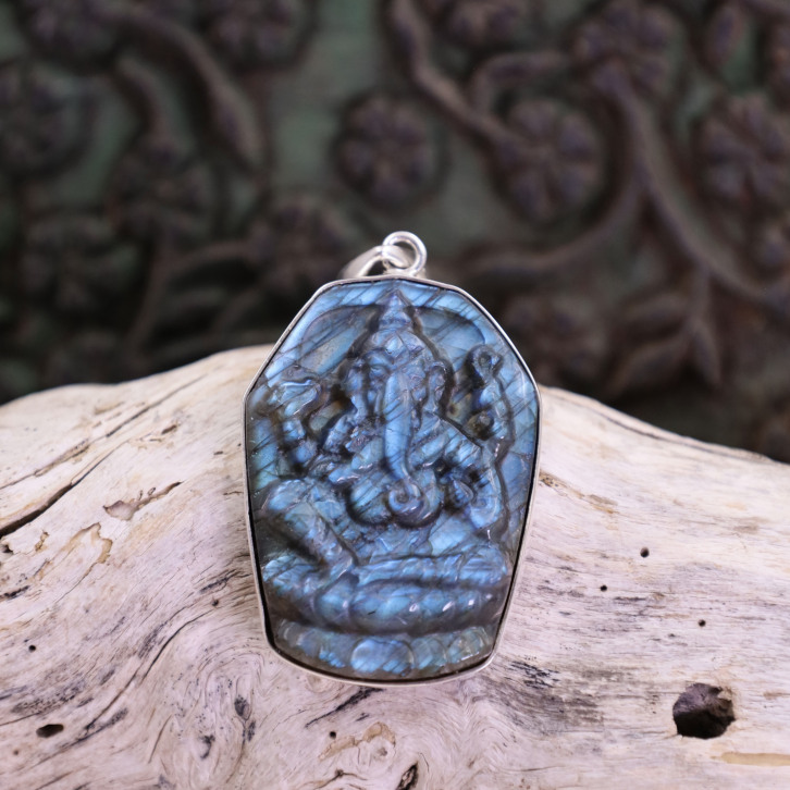 Pendentif en argent et labradorite - Ganesh