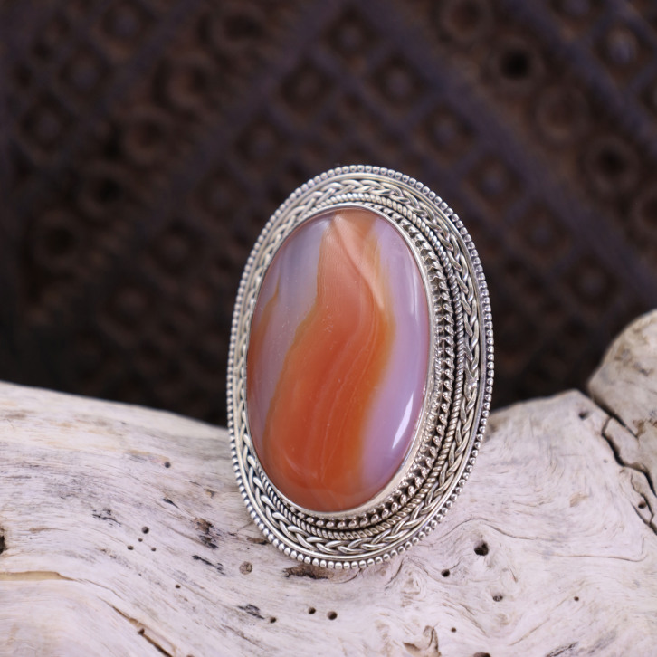 Bague en argent et agate