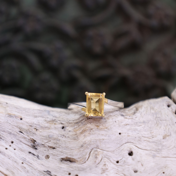 Bague en argent et or avec citrine