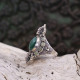 Bague en argent agate verte et péridot