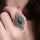 Bague en argent agate verte et péridot