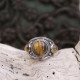 Bague en argent oeil de tigre et citrine