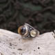 Bague en argent oeil de tigre et citrine