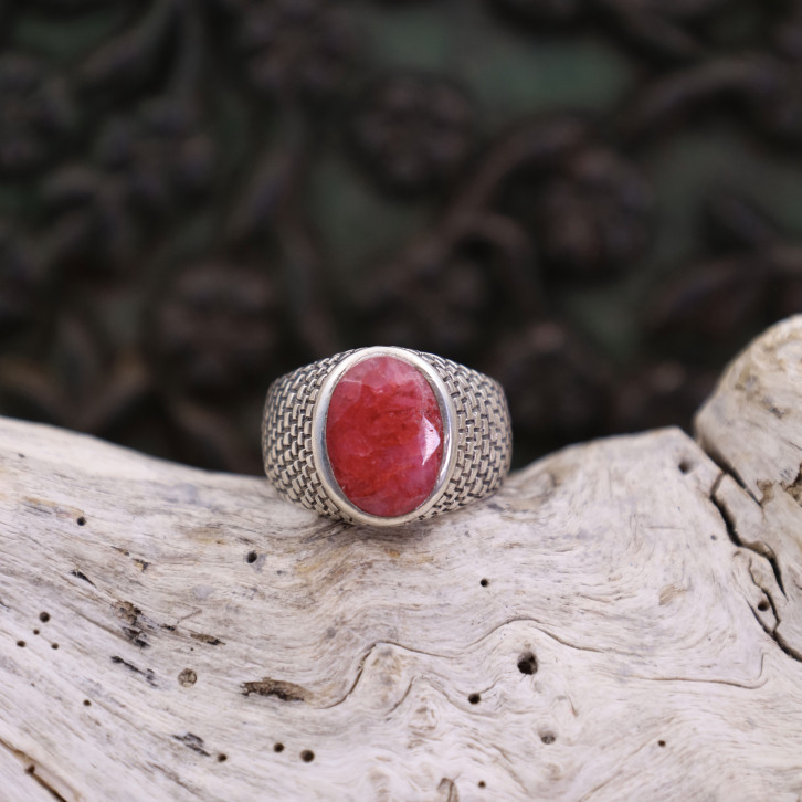 Bague en argent et racine de Rubis