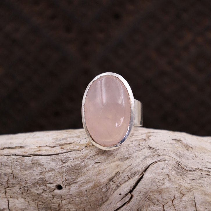 Bague en argent et quartz rose