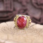 Bague d'exception en argent et laiton, racine de Rubis