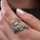 Bague en argent et pierre quartz lemon - crocodile