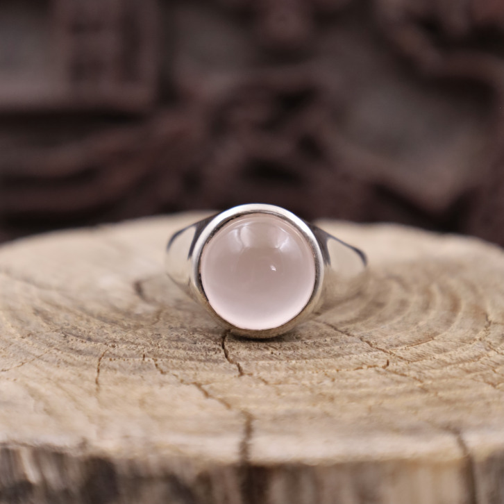 Bague en argent et quartz rose