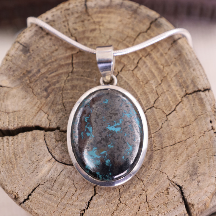 Pendentif en argent et turquoise