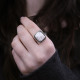 Bague en argent et pierre larimar rose